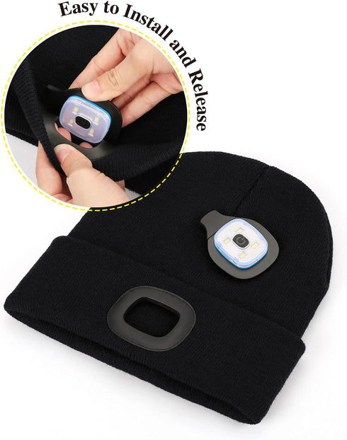 LED Beanie Hat Hands-Free Headlamp for Men Perfect Camping Gift